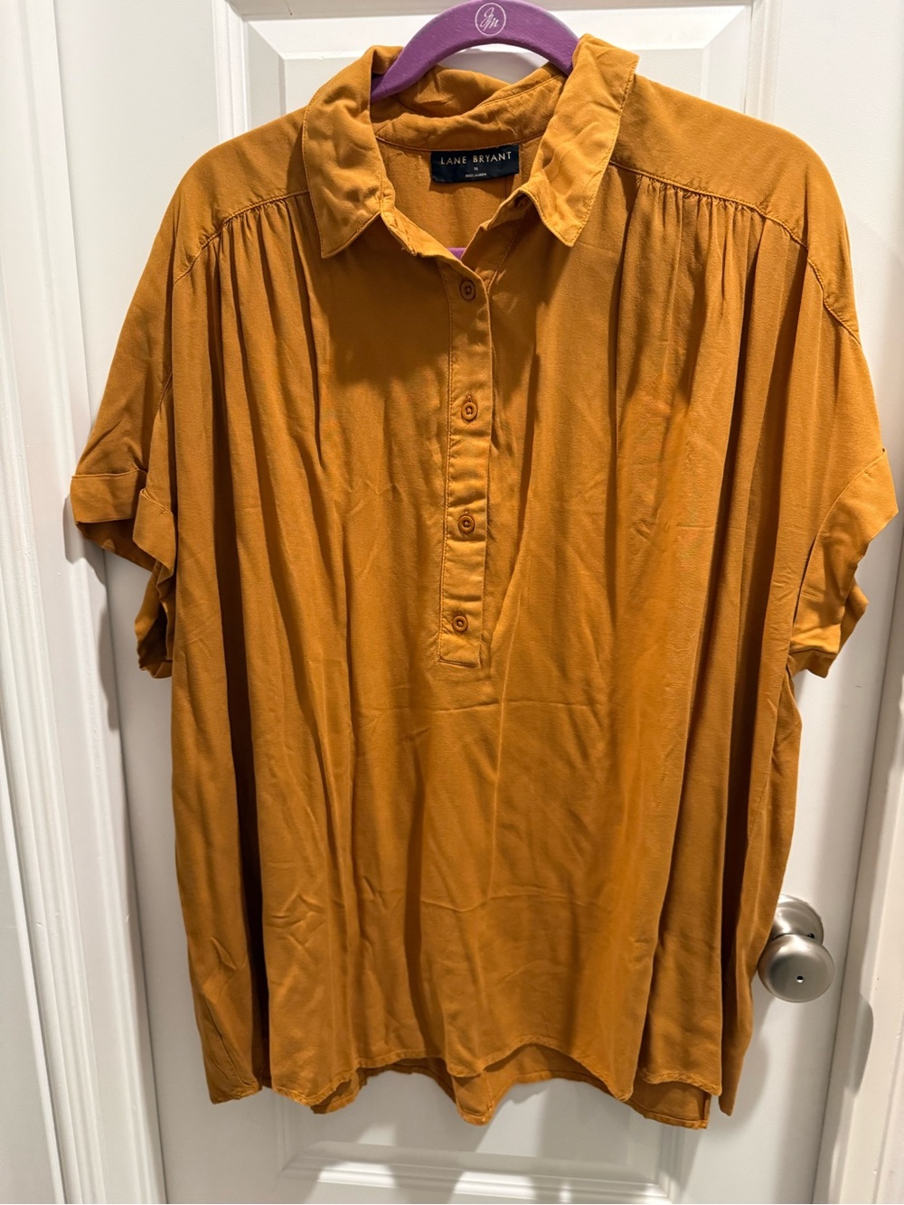 Lane Bryant Mustard Yellow Button Blouse